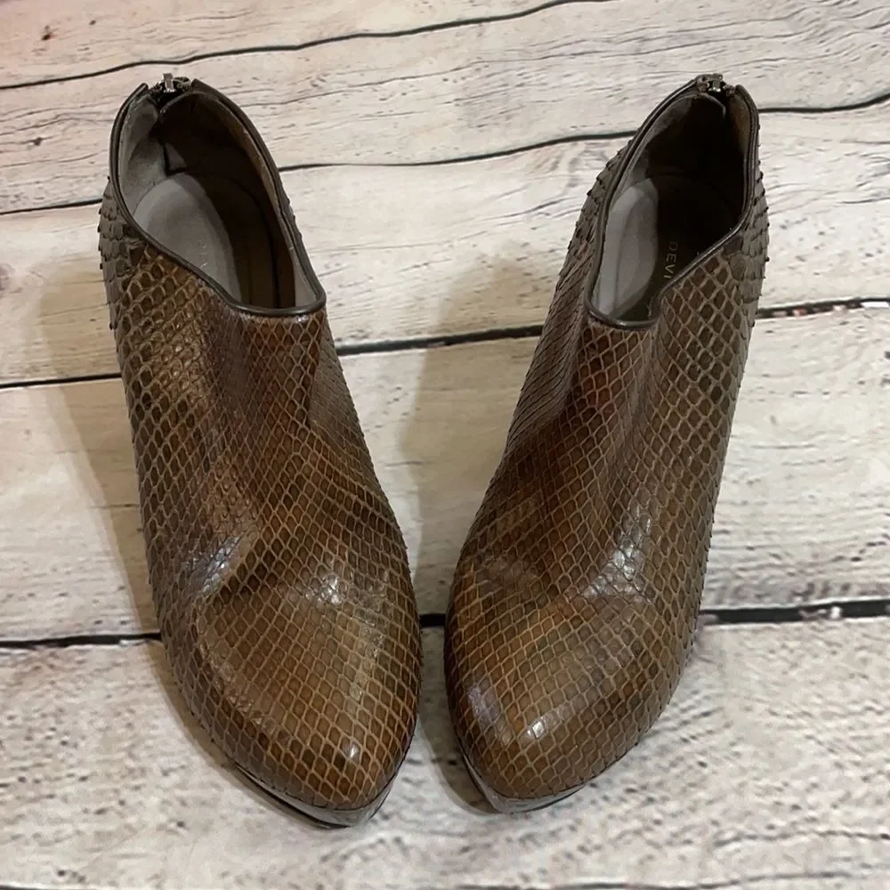 Brown Devi Kroell Snakeskin Booties - Picture 8 of 12